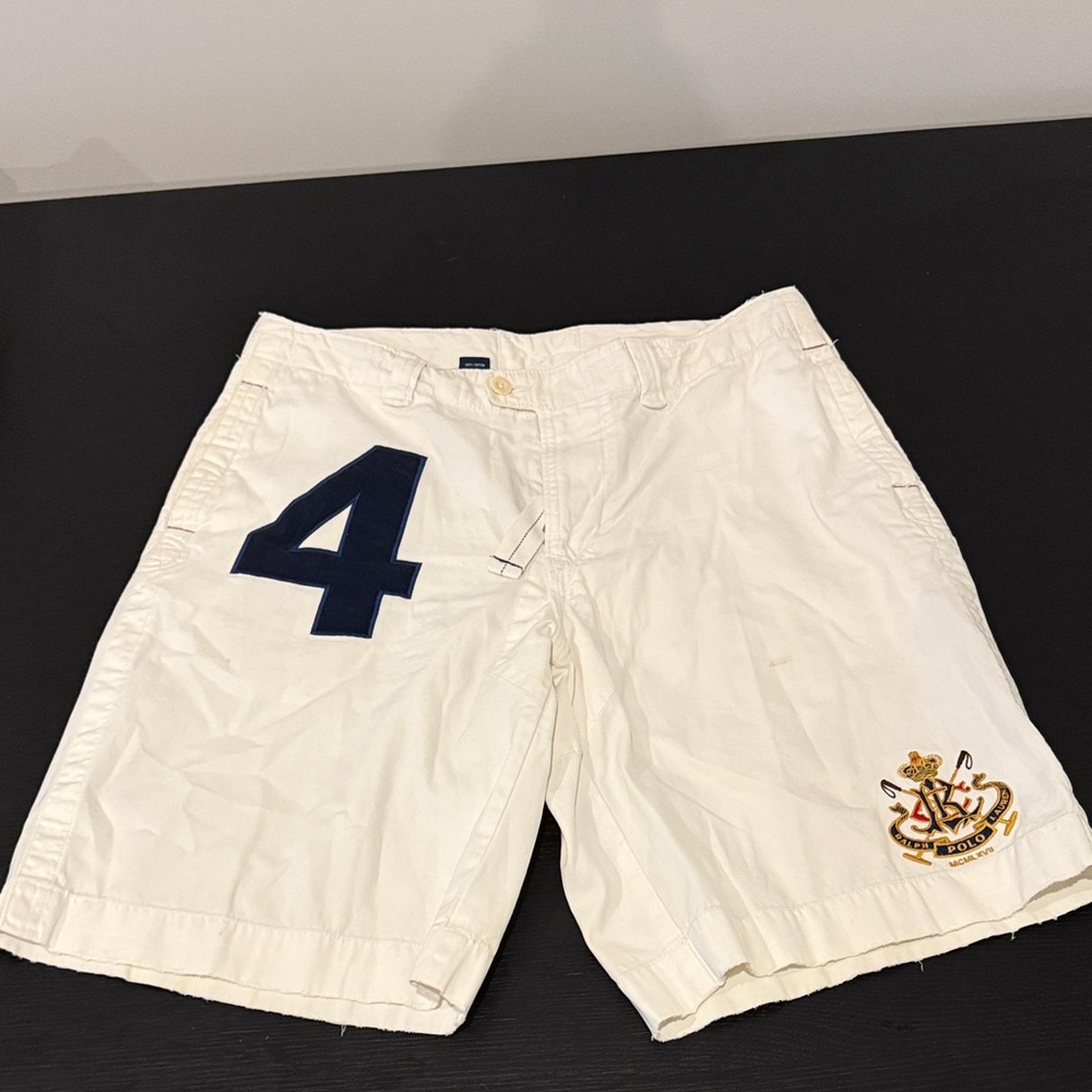 Vintage Polo by Ralph Lauren White Athletic Shorts with Navy Accents